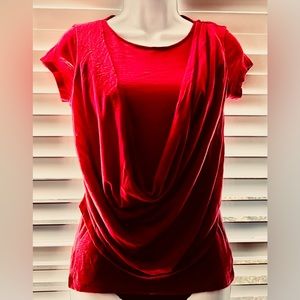 Diane von Furstenberg acrylic/wool draped top short sleeves size P round neck